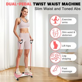 Liznkjious Waist Twisting Machine, 180° Rotation Twist Boards with Resistance Bands, 260 lbs Weight Capacity, Ab Twist Exercise Machine for Women Men