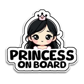 Baby on Board Signs for Car, 6.5 x 5.5 Princess on Board, Waterproof and UV-Resistant Baby on Board Sticker, Durable Baby Sign for Safety Awareness, Easy to Apply for Window or Bumper