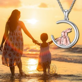 HARMONY BOLA Mother Daughter Couple Animal Necklace 925 Sterling Silver Pendant Cute Jewellery Birthday Mother's Day Gift for Women, Silver