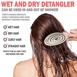 Fiora Naturals Hair Detangling Brush -100% Bio-Friendly Detangler hair brush w/ Ultra-soft Bristles- Glide Through Tangles with Ease - For Curly, Stright, Women, Men, Kids, Toddlers, Wet and Dry Hair