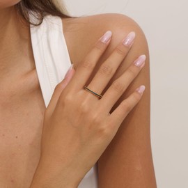 GlameVibe Birthstone Rings For Women, 14K Gold Plated Stackable Cubic Zirconia Stainless Steel Birth Stone Ring To My Daughter/Mom Birthday Unique Gifts Jewelry (09-GOLD-Sep., 6)