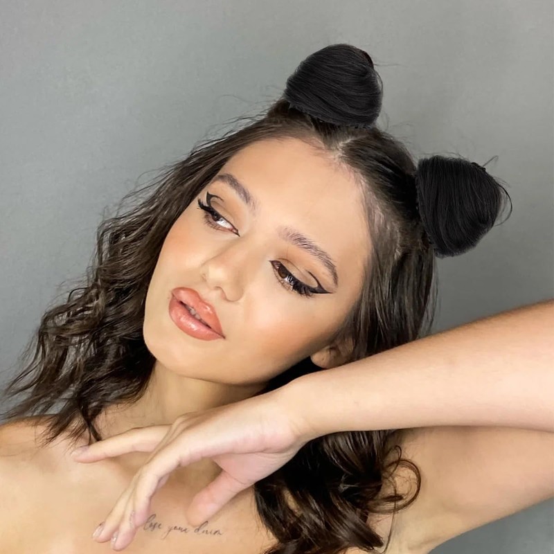 2pcs Claw Clip in Messy Bun Hair Piece Space Bun