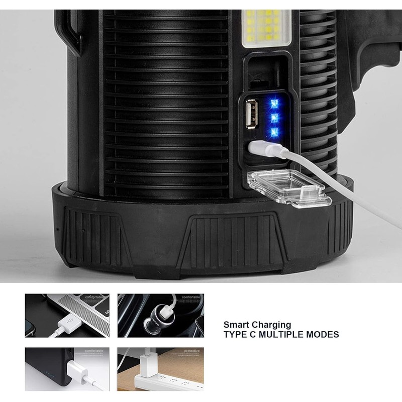 Farsee Linterna Recargable 200000 Lumens, IPX6 Impermeable Luz Militar, Linterna