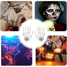 1 Pair Skeleton Hand Decoration Halloween Skeleton Hand Horror Art Naughty Props Fake Arm Hanging Ornament Porch Mantel Desk Window Shelf Haunted House Terror Props (White)
