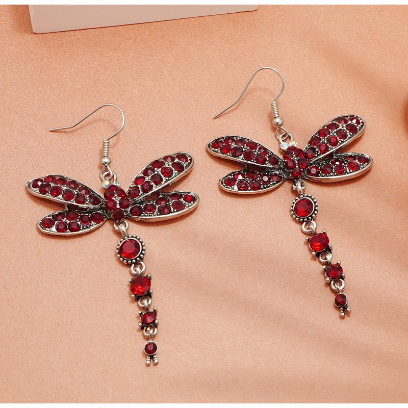 Gleamart Dragonfly Earrings Boho Style Color Rhinestone Dangle Earrings for