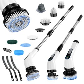 Electric Spin Scrubber, Shower Scrubber, 3000mAh Electric Scrubber for Cleaning Bathroom, Spin Brush Cleaning Bathroom, Shower Cleaner Brush Electric + 1 Hanger Wall + 3 Crevice Cleaning Tool.