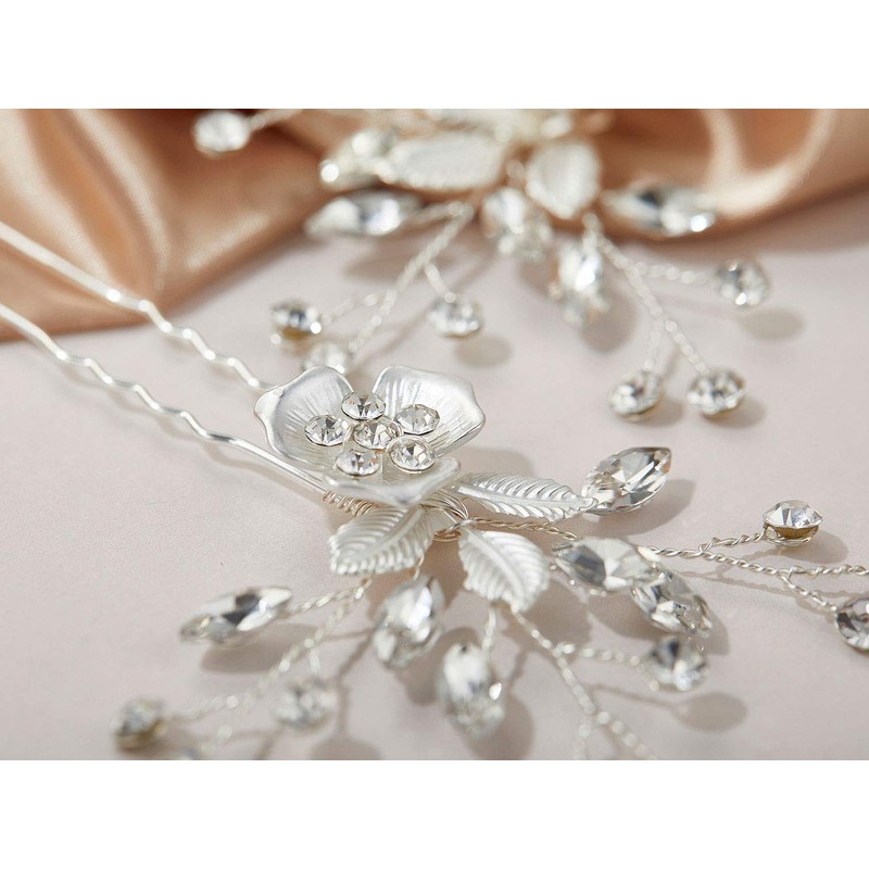 2Pcs Wedding Hair Pins Bridal Rhinestone Wedding Hair Accessories Hair