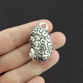 Human Brain Antique Silver Tone Charm 3D - LSC5864