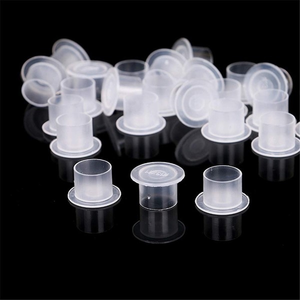 Pack of 300 Disposable Tattoo Plastic Ink Cups Wide Ink Caps Base White, Large L 14 x 17 mm Tattoo Ink Cups for Tattoo Ink, Tattoo Supplies, Tattoo Kits