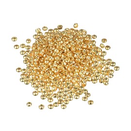sourcing map Round Crimp Beads, 2 mm Crimp End Spacer Beads Tiny Stopper for Bracelet Jewellery Making DIY, Gold Tone Pack of 2000