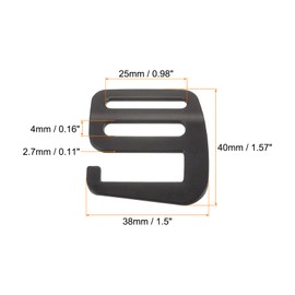 sourcing map Pack of 8 Metal Webbing Strap 0.98 Inches 25 mm G-Hook Buckle for Backpack Matte Black, Mat Noir