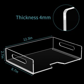HIIMIEI Acrylic Paper Tray 2 Pack Clear Letter Tray Desk Stackable Organizer Tray for School, Home, Office Desk Accessories - Horizontal