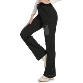 Moosehill Women's-Snow-Ski-Pants-Fleece-Lined-Waterproof-Thermal Insulated Warm for Snowboard Winter Hiking(Black, 16, 31")