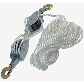 4000LB 65 Feet Rope Hoist Pulley 2 Ton Wheel Block and Tackle System 7:1 Ratio Lifting Power