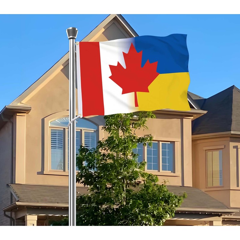 Ukraine Canada Flag,3x5 FT Ukrainian Canadian Flag,36x60 Inch Large Digitial