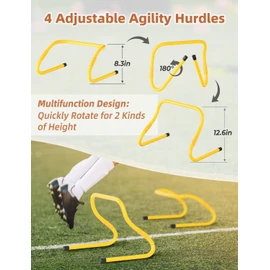 GHB Agility Ladder,Football Training Equipment Set,4 Agility Hurdles, 20 feet12 Rungs Speed Ladder,12 Disc Cones,Resistance Parachute, Jump Rope, 4 Resistance Bands (Blue)