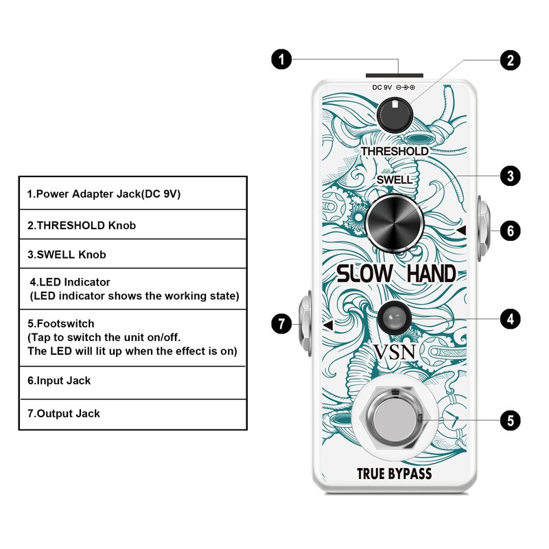 VSN Delay Slow Hand Effect Guitar Pedal for Digital Pedals