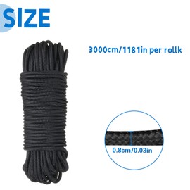 Flag Pole Rope Kit 100FT Flagpole Halyard Rope 5/16'' Thick with 4PCS Swivel Snap Hooks for Flagpoles Up to 50ft Double Braided Nylon Flagpole Line Rope Outdoor Camping Tent Hardware Accessories,Black