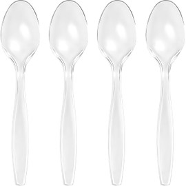 Premium Disposable Clear Plastic Teaspoons (50 Count) | Transparent, Durable, and Convenient for Parties, Events, and Everyday Use