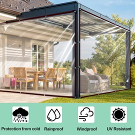 TBXWLRF Clear Tarps Heavy Duty Waterproof - with Grommets Small Tarp, 4x8ft Clear Vinyl Patio Enclosure Tarpaulin for Porch Cover Chicken Coop Covers for Winter Transparent Lonas