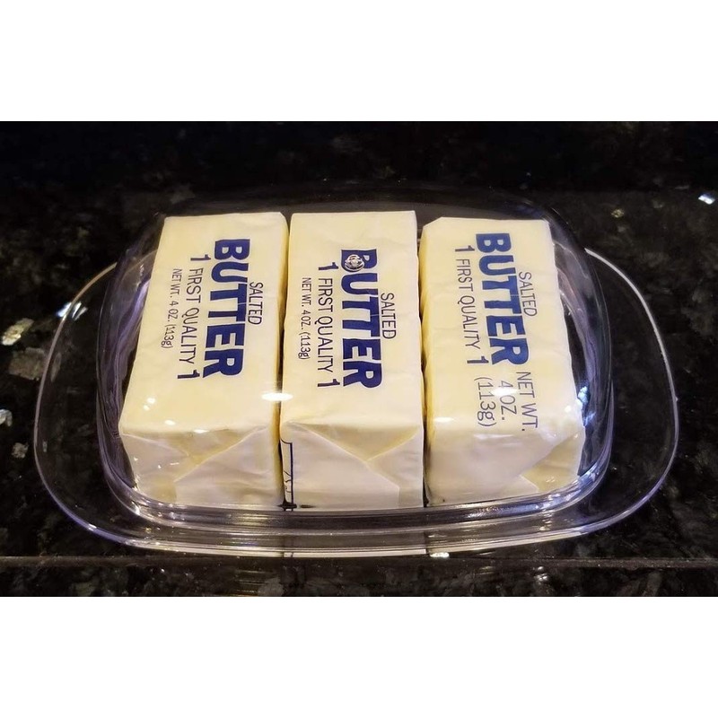 Large Double-Wide Clear Acrylic Butter Serving Storage Dish with Lid