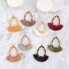 Bohemian Silky Thread Tassel Strand Fringe Statement Hoop Earrings -