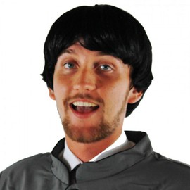 ADULTS 1960'S BOY BAND BOWL CUT WIG IN BLACK PERFECT FOR 1960S 60S COSTUMES OR ANY FANCY DRESS PARTY BOYBAND 60'S HIPPY POP SERGEANT WIG