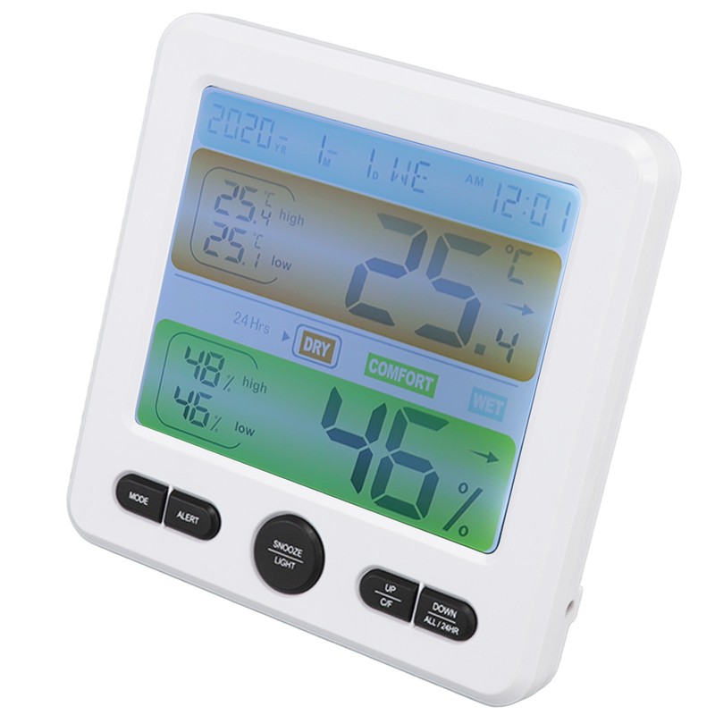 Indoor Thermometer Digital Color Screen Alarm Temperature Humidity Monitor Bedside