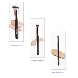 XUFAN 3PCS Foundation Concealer Brushes, Under Eye Mini Angled Brush, Nose Contour Brush, Small Makeup Foundation brushes