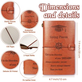 Graduation Gifts Leather Writing Journal, Congratulation Graduation Gifts for College High School Graduates, Go in the Direction of Your Dreams Compass Retro Travel Notebook, 120 Pages (Stylish Style)