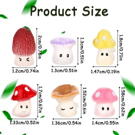 JIEYAO Pack of 12 Luminous Mini Resin Mushrooms, 1.6 x 1.4 cm Mini Colourful Mushroom Cute Small Mushrooms Decorative Luminous Mushrooms Decorative Miniature Flower Pots Plants Statue for Gardens