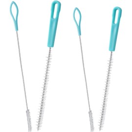 WOONEKY 4 Piezas Cepillo para Lavar Popotes Azul de Nylon, Flexible