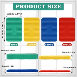 Pack of 42 Window Glazing Blocks, 60 x 40 mm Underlay Plates Spacers, Mixed 1.5-10 mm Glazing Blocks, Flat Plastic Spacer Blocks, for Frame Installations, Flooring (60 x 40 mm)