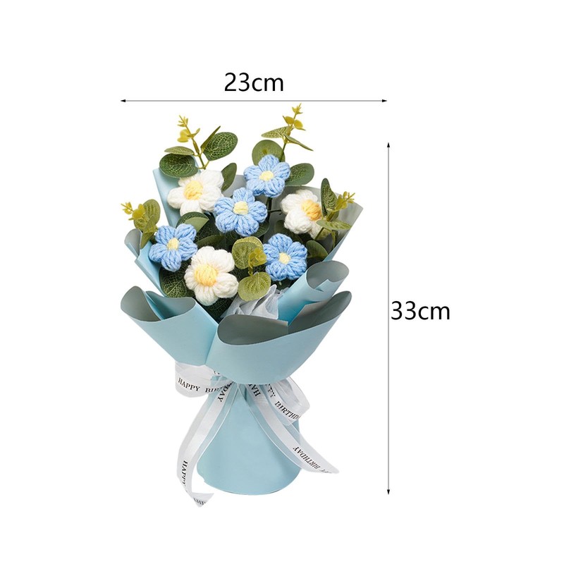 Fenteer Crochet Flower Bouquet Already Made Hand Woven Bouquet Mother