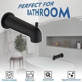 YASINU 7 Inch Slip on Bathtub Spout with Diverter, Compatible with Moen 3839/3853,Extra Long Diverter Tub Spout Fits 1/2" Copper Tube(5/8" Diameter),Matte Black