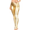 Sakkas Footless Liquid Wet Look Metallic Stretch Leggings - Gold/Medium