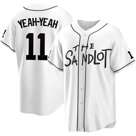 Tocament The Sandlot Baseball Jersey,#11 Yeah-Yeah Button Down Short Sleeve,90s Classic for Men Sports Legend Jerseys (White,Large)