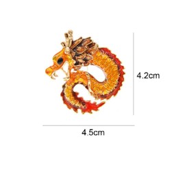 Red Enamel Brooches Chinese Dragon Brooch For Women Men Creative Fashion Lapel Pin Chinese Dragon Zodiac Brooch Badges Couple Jewelry Gift