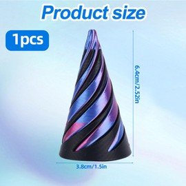 Spiral Cone Fidget Toy, 3D Printed Cone Impossible Pyramid Passthrough Sculpture Helix Pass Through Fidget Toy for Kids and Adults Stress Relaxation Random Stuff Gifts (Black Purple)