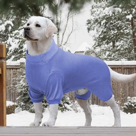 XPUDAC Fleece Dog Pajamas, Dog Winter Clothes for Small Medium Large Dogs Girl Warm Dog Sweater for Winter Christmas（Blue-2XL