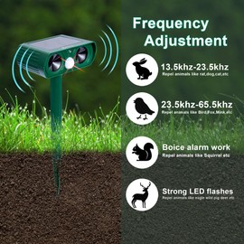2 Pack 2025 Ultrasonic Animal Repeller Solar Powered Animal Repellent, Waterproof Animal Deterrent Devices Outdoor Repels Cat, Dog, Fox, Derrent, Rat, etc