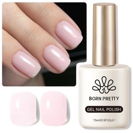 Born Pretty Jelly Gel Nail Polish, Light Pink Sheer Crystal Transparent Gel Nail Polish For All Seasons, Hema-Free Nail Art Design Translucent Gel Nail Soak Off Gel Polish Nail Art DIY 15ML