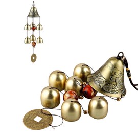 Lucky Wind Chimes, Feng Shui Wind Chime Outdoor Good Luck Hanging Charm with Coin for Garden Home Patio Yard (Dragon Wind Chime)