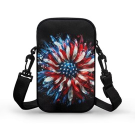 YECARYPOD American Flag Sunflower Small Crossbody Wallet Phone Bag, Women Cell Phone Purse, Travel Crossbody Bag Cell Phone Shoulder Bag Arm Bag Mini Wallet Purse