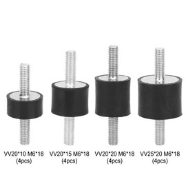 Jadeshay Rubber Buffer M6, Pack of 4 Vibration Damper M6 Rubber Bearings Anti Vibration Bobbin Silent Block Car Boat Bobbins (VV20 x 10 M6 x 18)