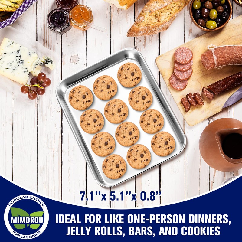 Mimorou 12 Pcs Baking Sheet Stainless Steel Cookie Sheet Small
