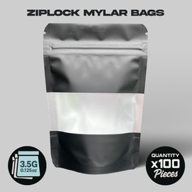 Black mylar bags 3.5g smell proof packaging 9CM x 13CM (100 pieces)