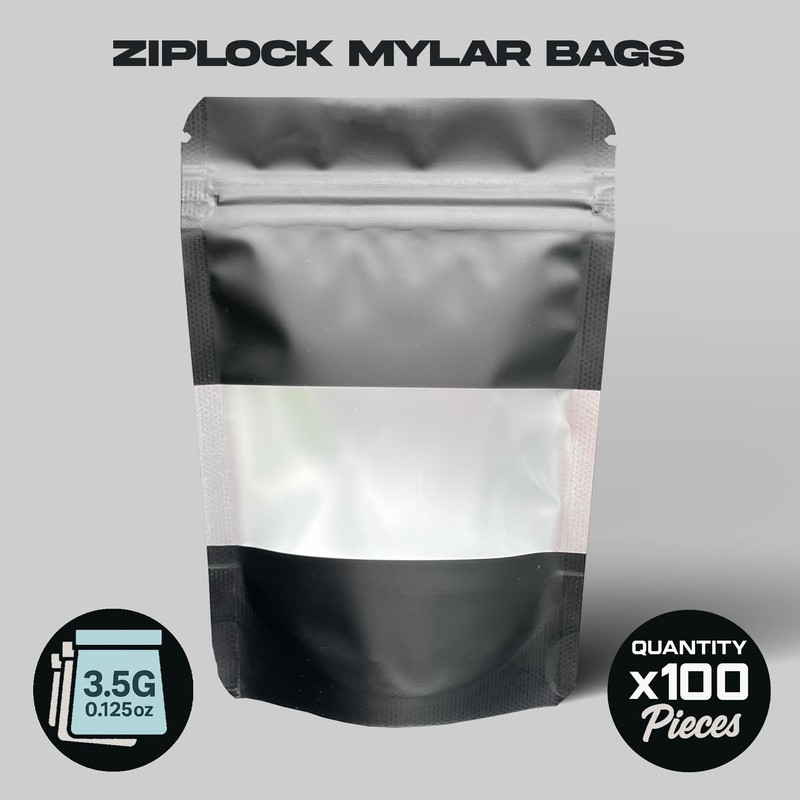 Black mylar bags 3.5g smell proof packaging 9CM x 13CM