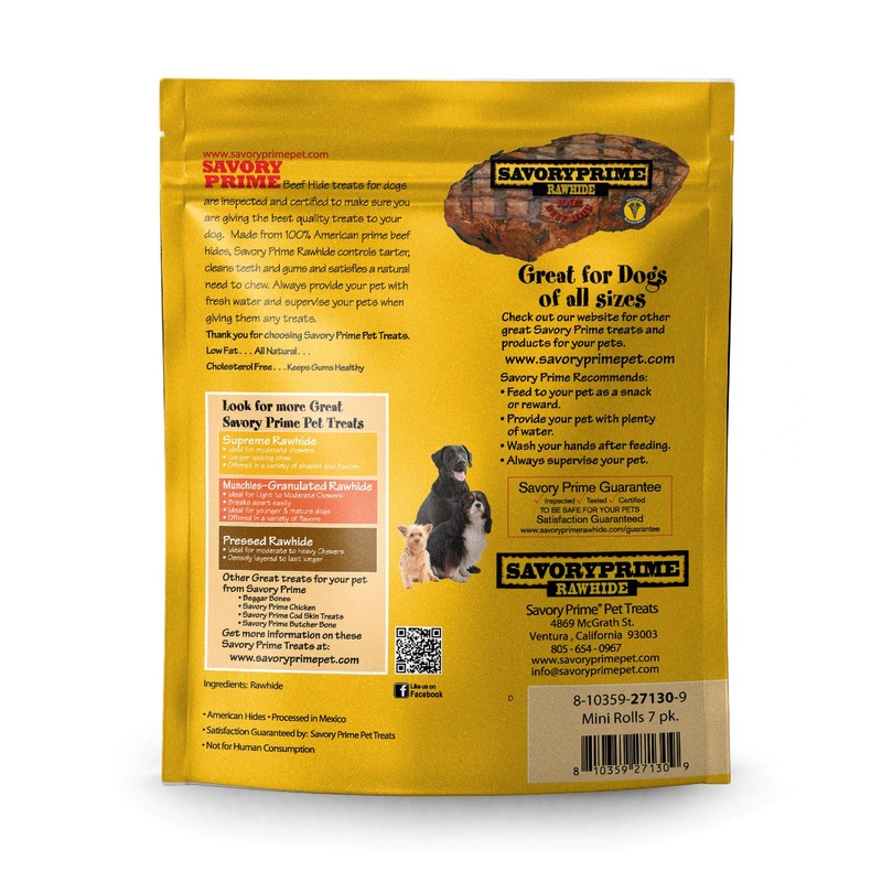 Savory Prime 7-Pack Rolls, Mini, White, All Breed Sizes (49627130)