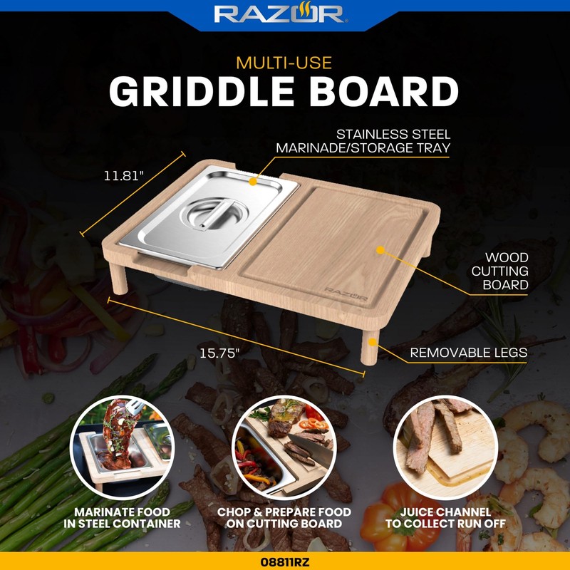 RAZOR Multipurpose Griddle Cutting Board with Covered Food Storage
